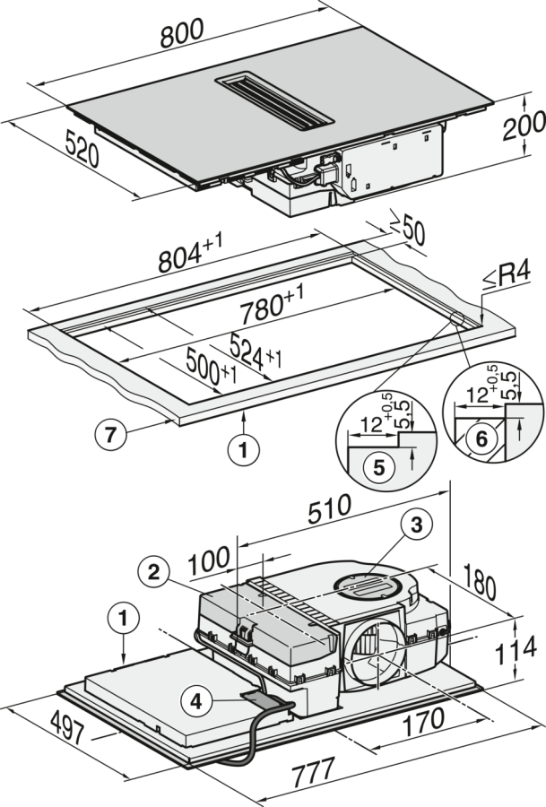 Панель конфорок со встроенной вытяжкой KMDA7473-1 FL в интернет-магазине Miele Shop - фото 8